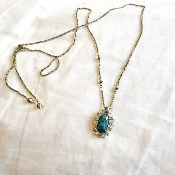 Kendra Scott "Brett" Adjustable Pendant Necklace- Aqua Apatite - Picture 2 of 5